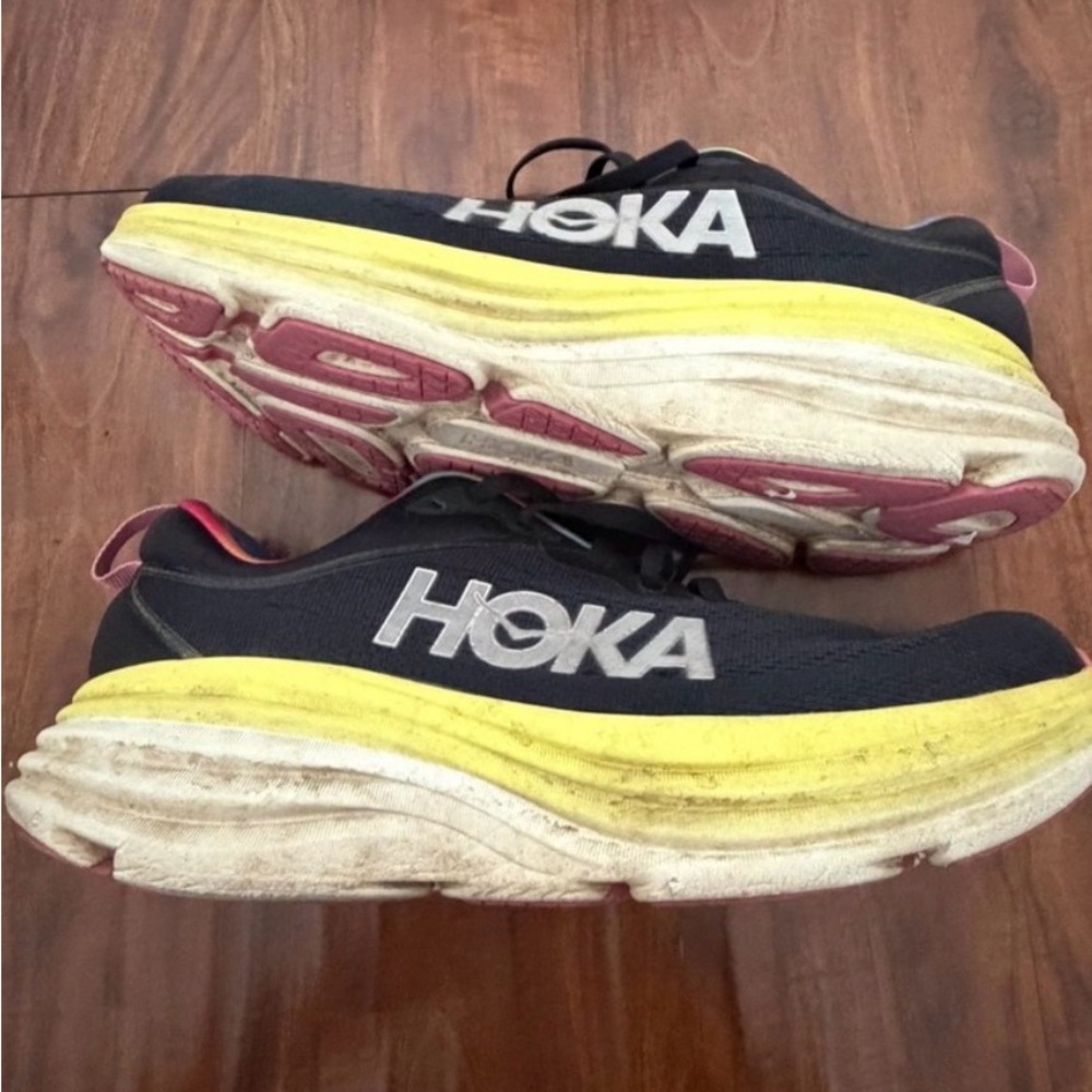 Hoka One One Bondi 8 Black Rainbow Running Shoes Mens Size 11D 1123202BCGL - Picture 3 of 4